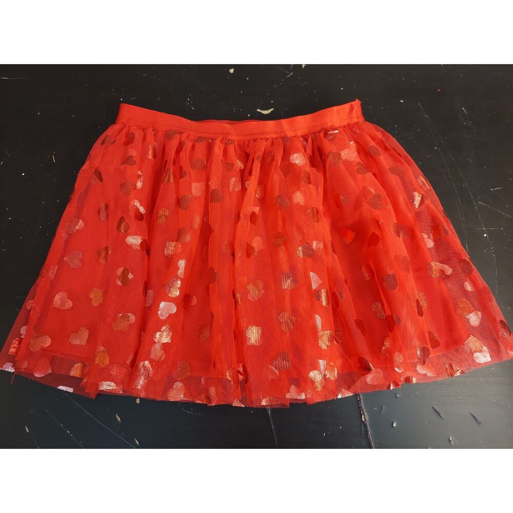 Valentines Skirt Girls Sz 7-8 Red Hearts Holiday N